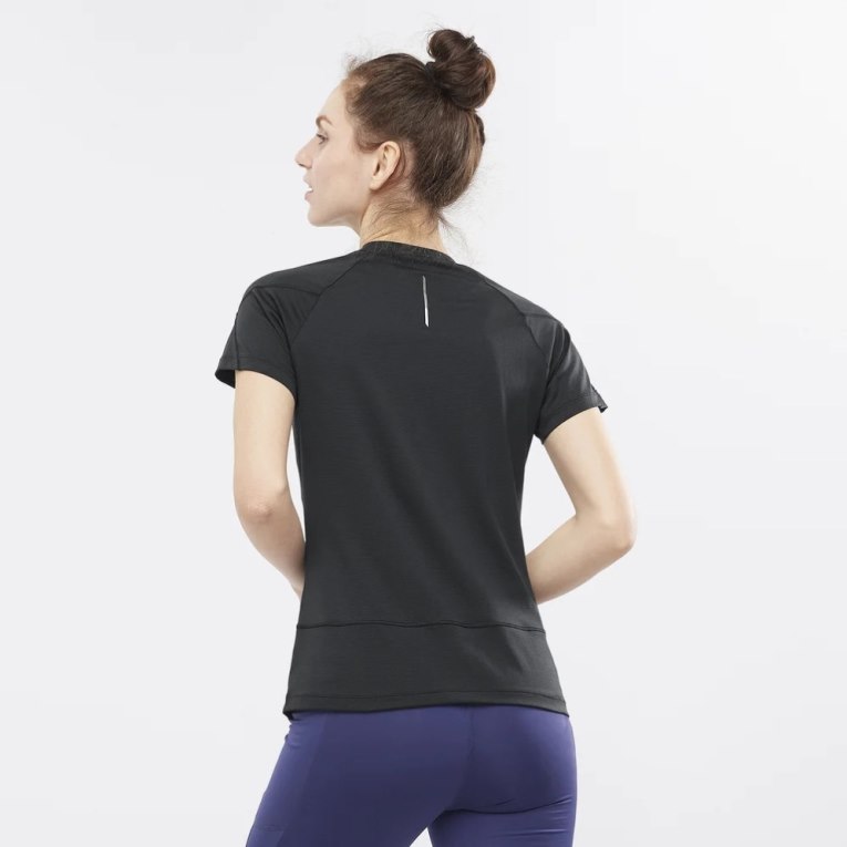 Black Salomon Cross Run Short Sleeve Women's T-Shirts | PH 70249X